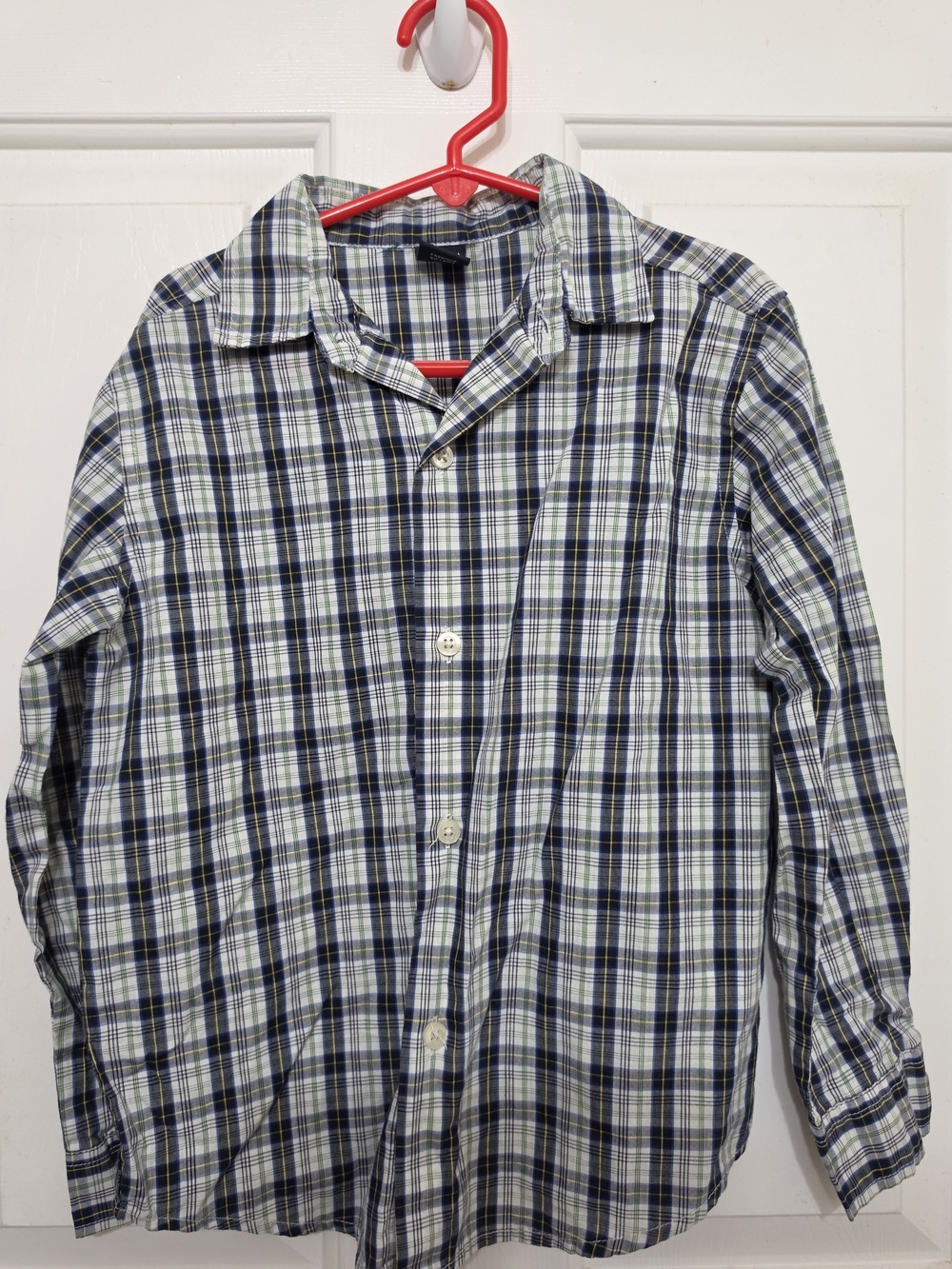 Nautica Boys Blue and White Plaid Button-Down Shirt